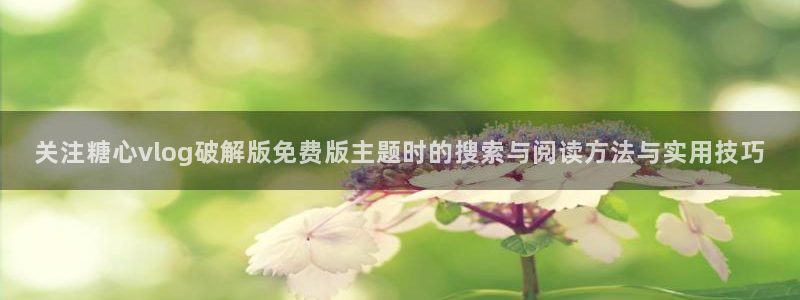 糖心vlog官方官网:关注糖心vlog破解版免费版主题时的搜索与阅读方法与实用技巧
